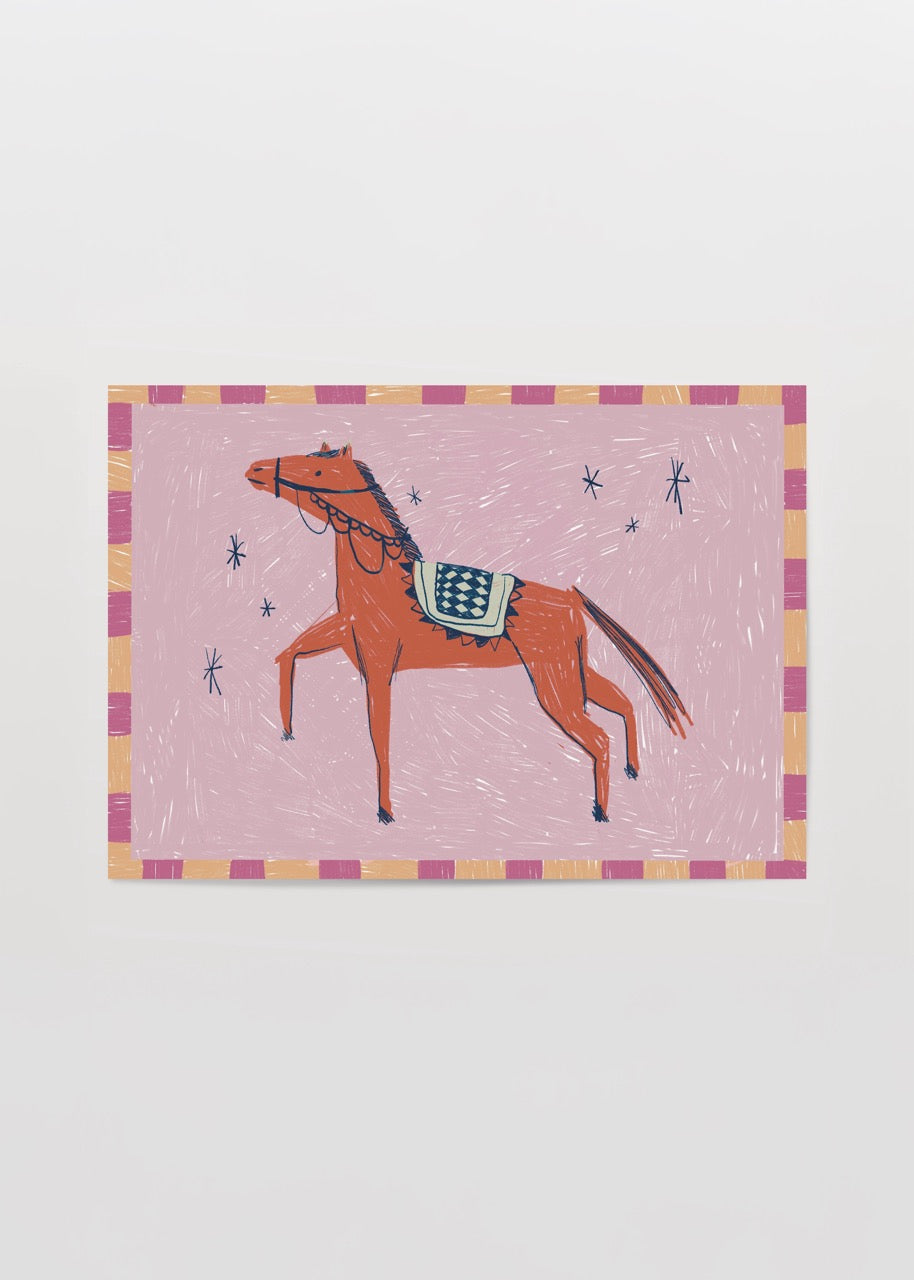 Nazlı Tarcan kızıl tatlı at illüstrasyon poster baskı