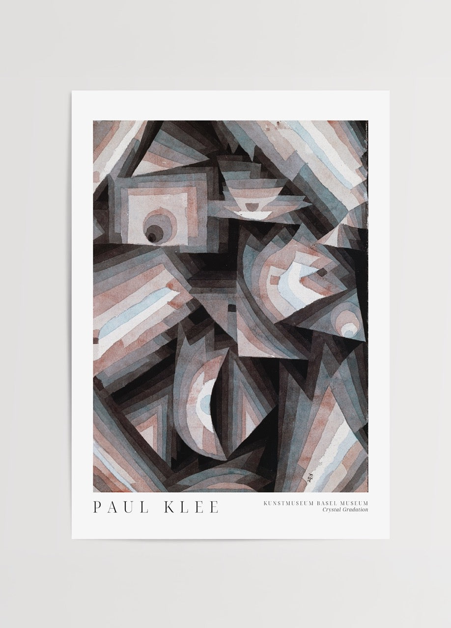 Paul Klee’nin “Kristal Geçiş” adlı geometrik soyut eserinden ilham alınarak hazırlanmış modern poster tasarımı