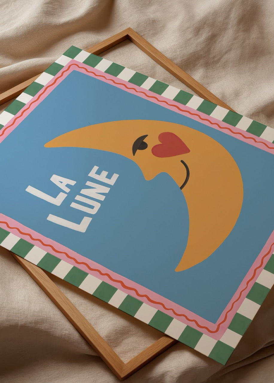 bumi club la lune ay temalı çocuk odası poster baskı