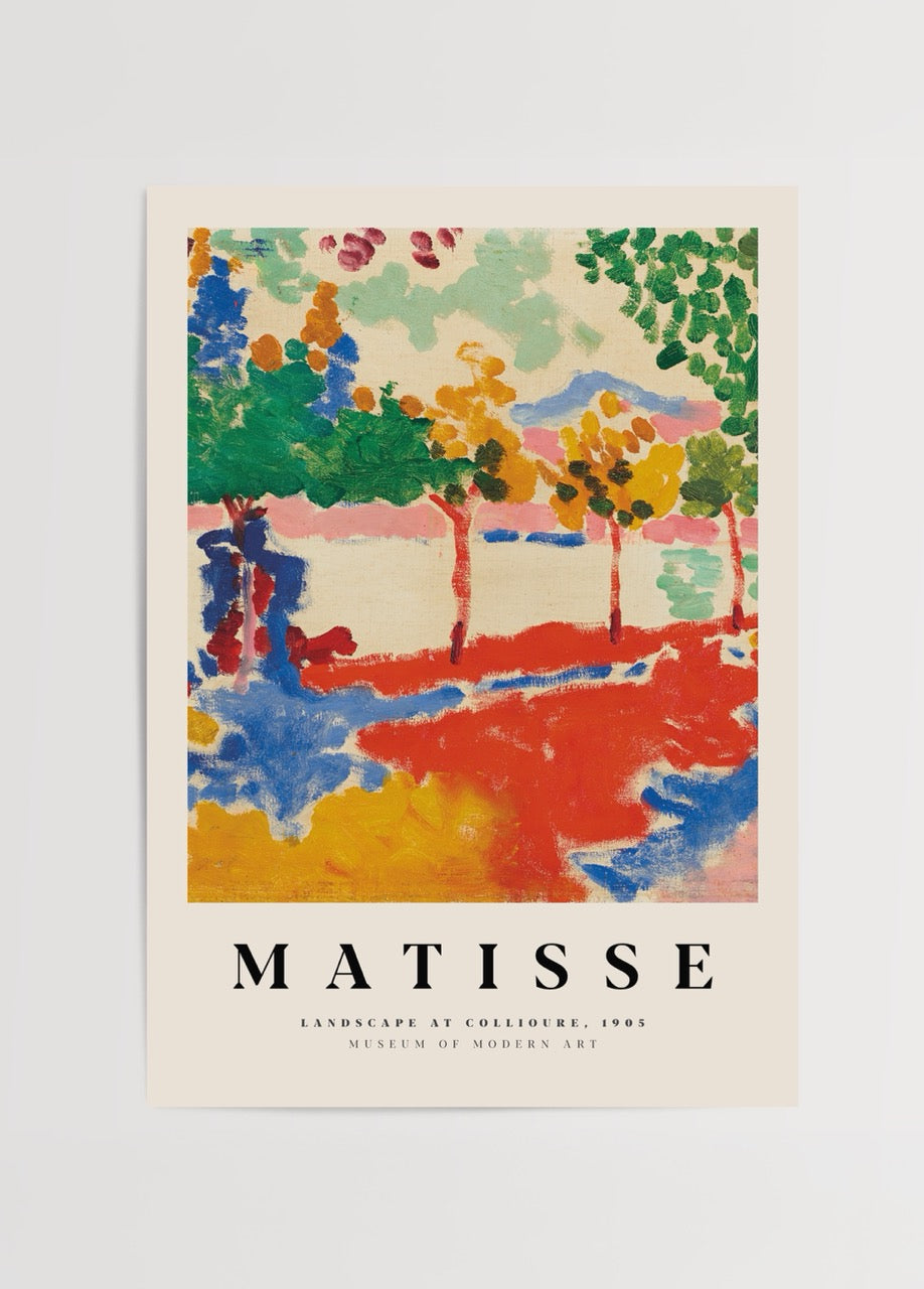 Matisse’in Landscape at Collioure eserinden ilham alınmış renkli fovist manzara posteri