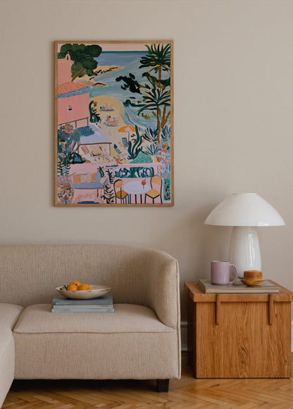 Léa Morel Breezy Beach Scene Poster poster baskı mockup 2