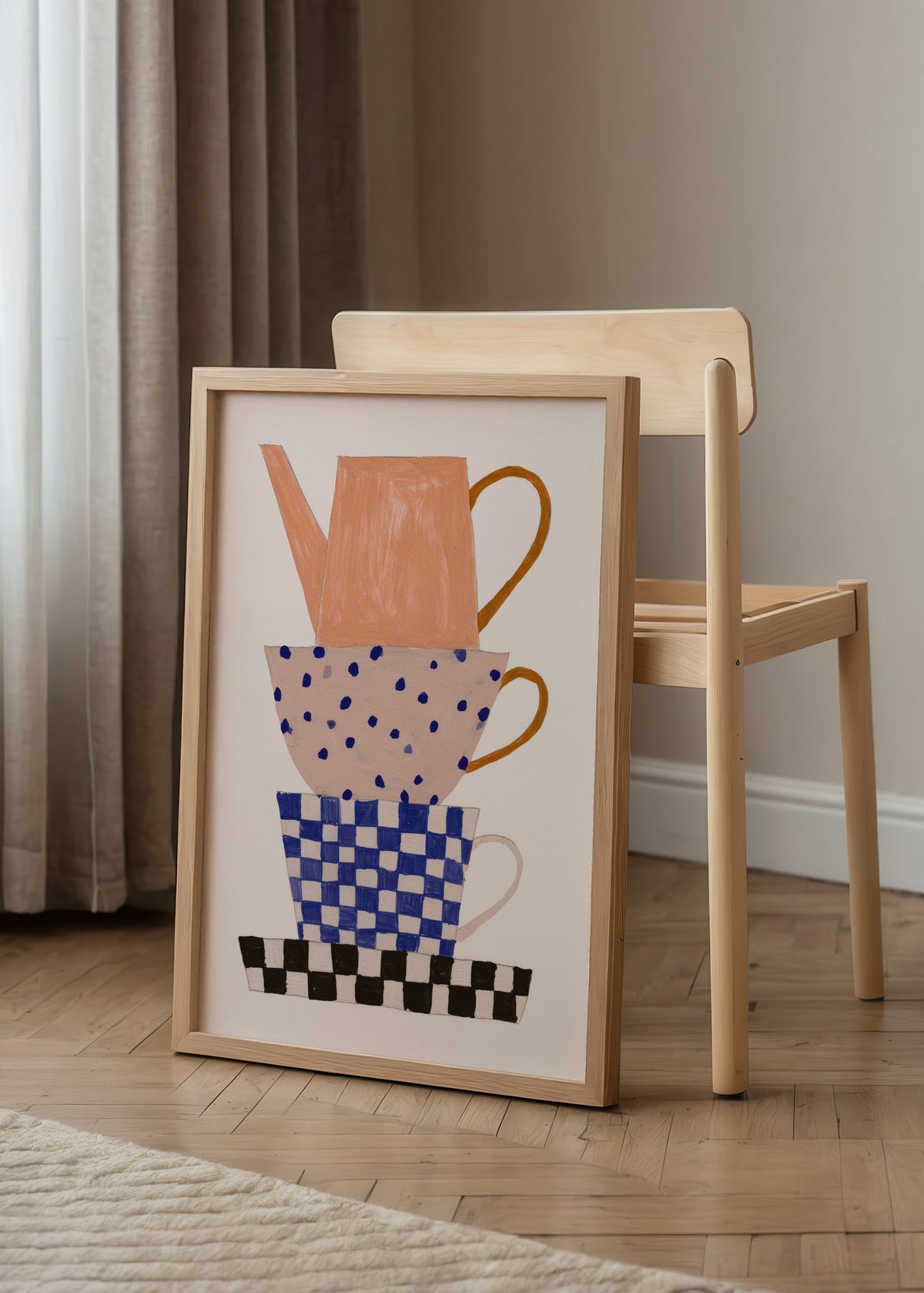 Léa Morel Stacked Teacups Poster poster baskı mockup 4