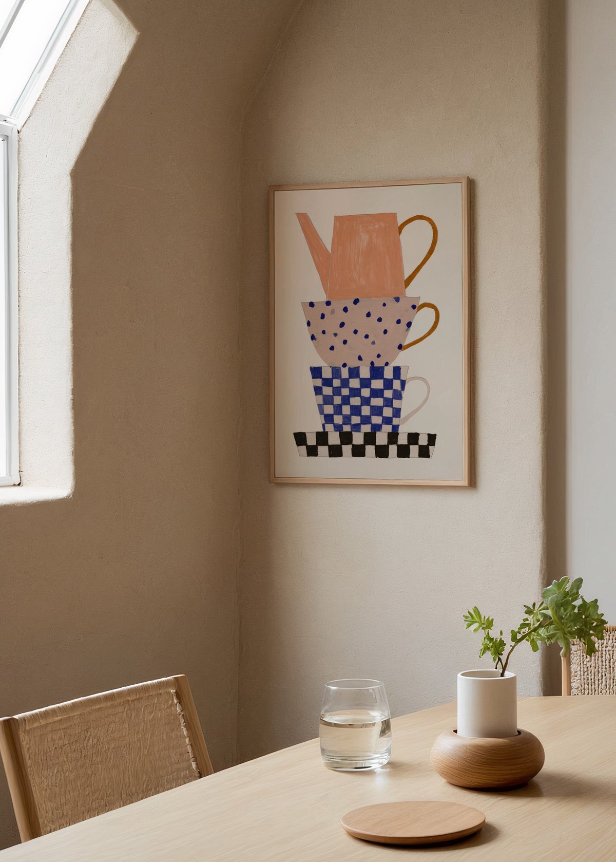 Léa Morel Stacked Teacups Poster poster baskı mockup 2