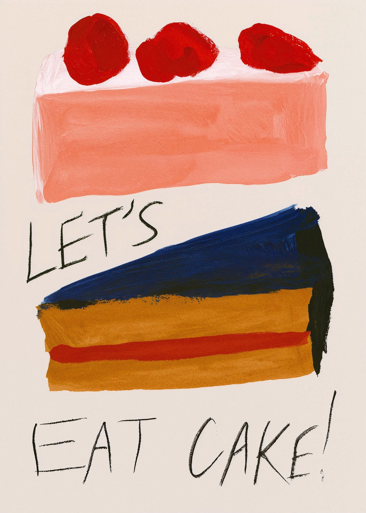 Léa Morel'in pastel renklerde tasarlanmış kek dilimleri ile süslü sanatsal posteri. poster baskı