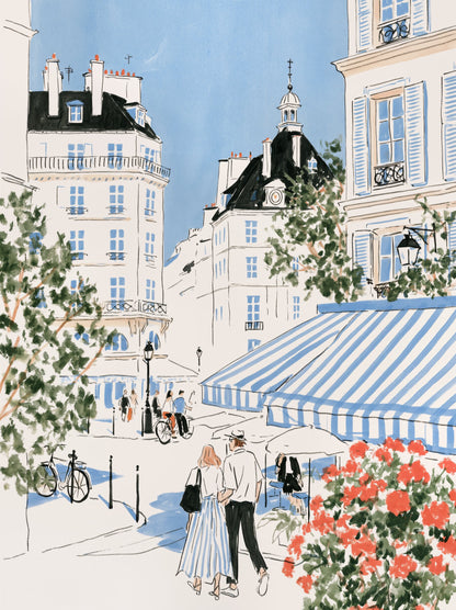 A Walk Past the Blue Awning