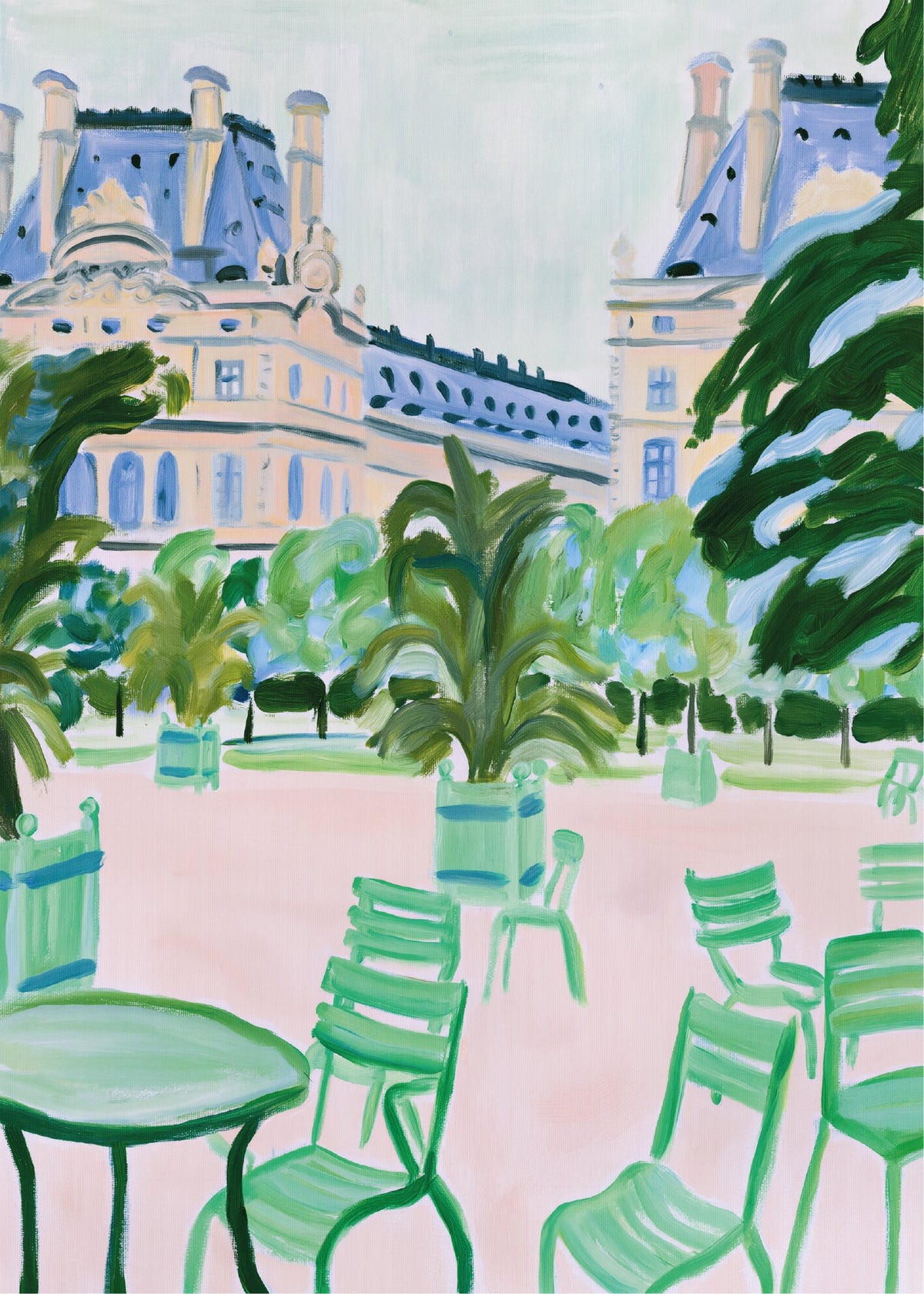 Léa Morel'in Paris parklarını betimleyen modern bir sanat eseri. poster baskı
