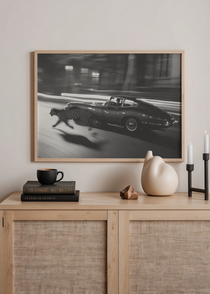 Leopard Vintage Car Fotoğrafı Poster Baskı