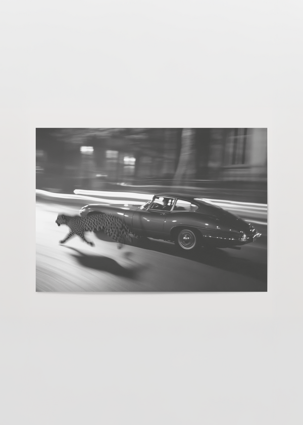 Leopard Vintage Car Fotoğrafı Poster Baskı