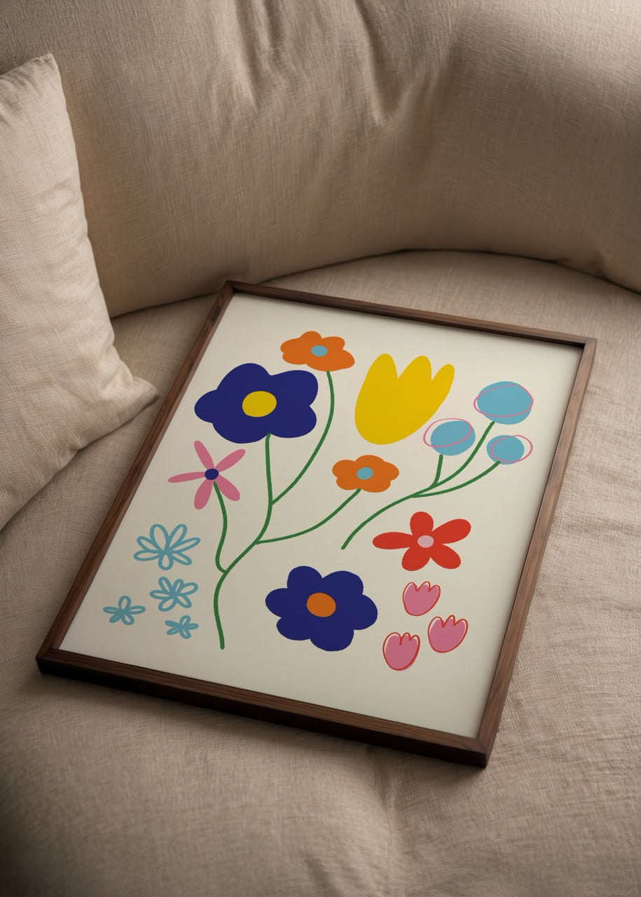 Les Fleurs posteri, Yağmur Solakoğlu’nun canlı renklerde çiçek illüstrasyonu