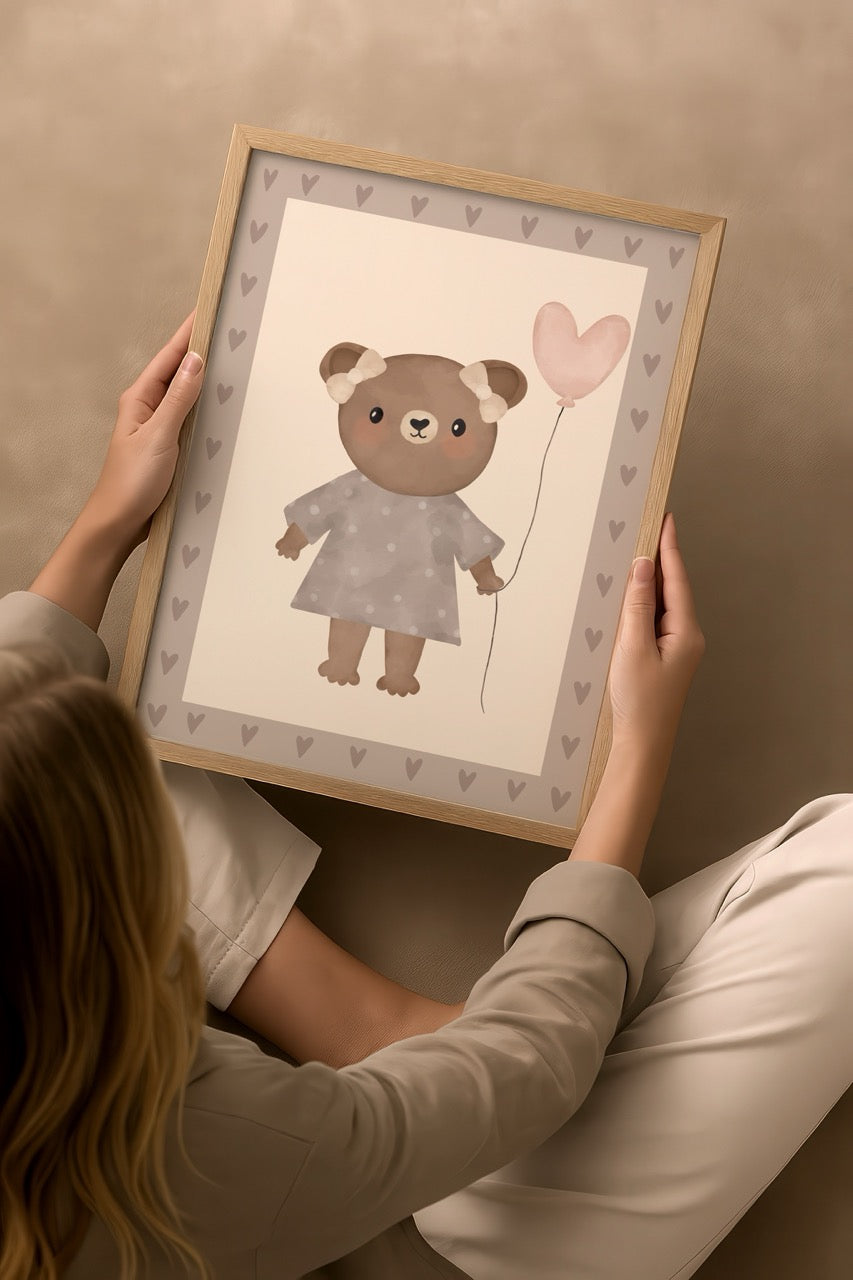 BABYL ポスター Love Balloon Teddy Poster Baskı – Çocuk Odası Duvar Posteri
