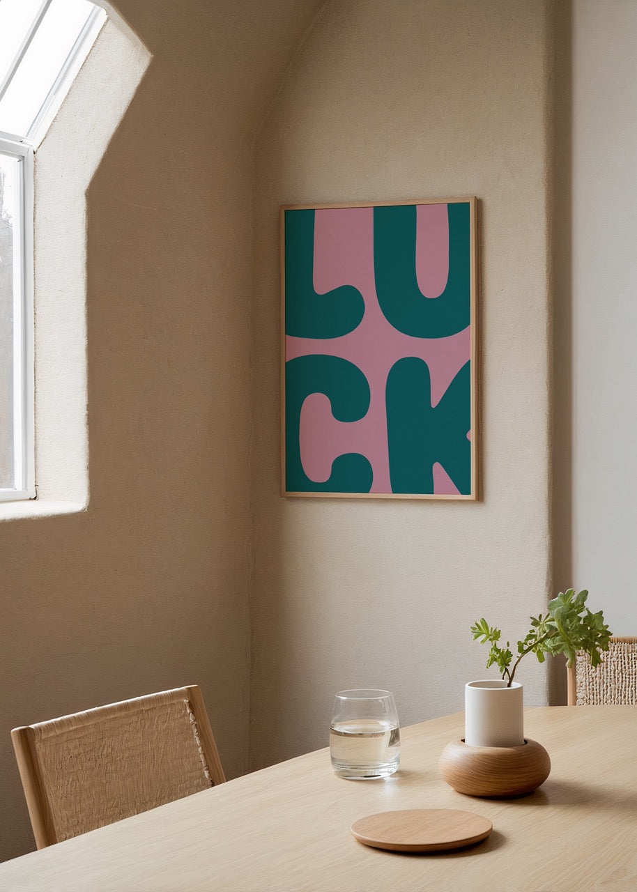 Luck Retro Tipografi Poster Baskı