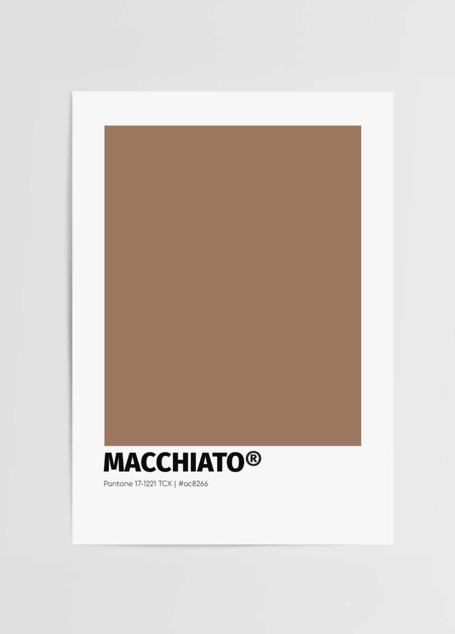 Pantone esintili Macchiato kahverengisi tonlarında modern renk bloklu poster