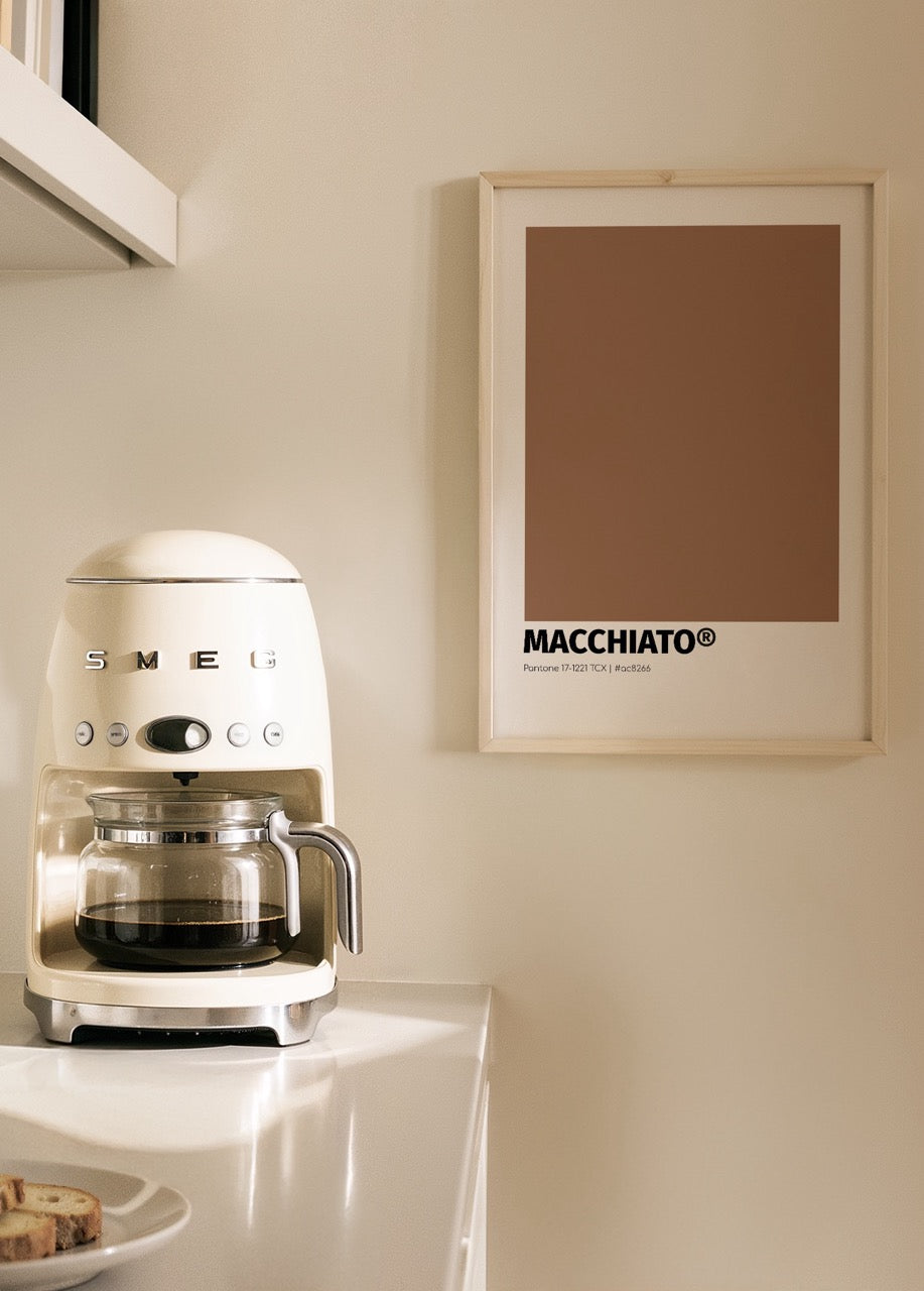 Pantone esintili Macchiato kahverengisi tonlarında modern renk bloklu poster