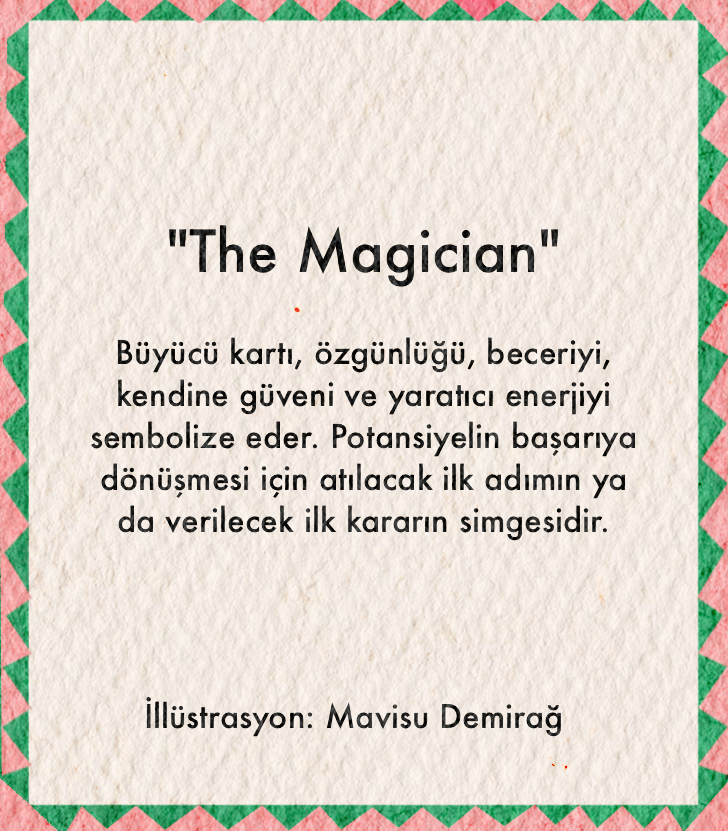 The Magician tarot posteri, Mavisu Demirağ illüstrasyonu