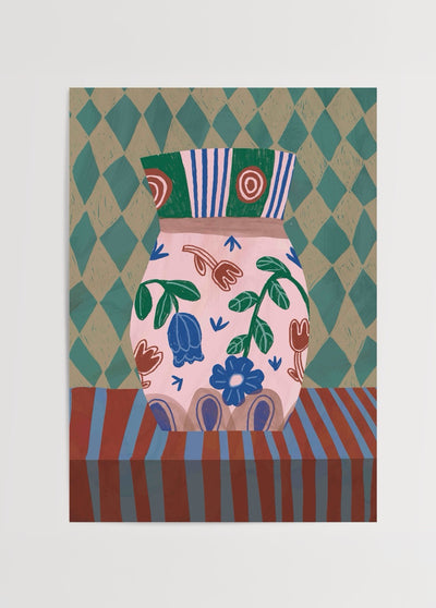 Maksimalist Damalı Vazo Poster Baskı