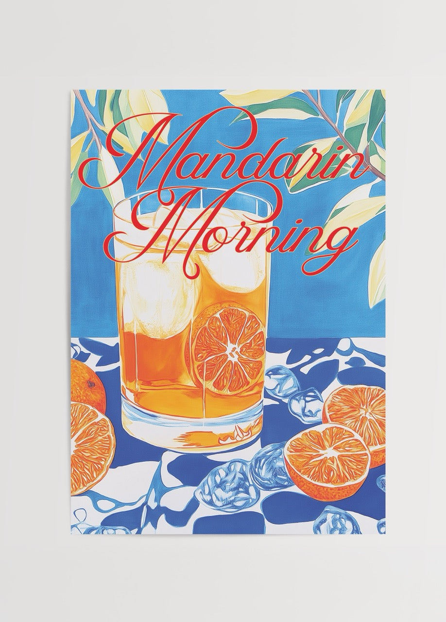 Mandarin Morning posteri, Başka Bodrum’un tasarımıyla mandalina ve yaz enerjisini yansıtan renkli sanat baskısı