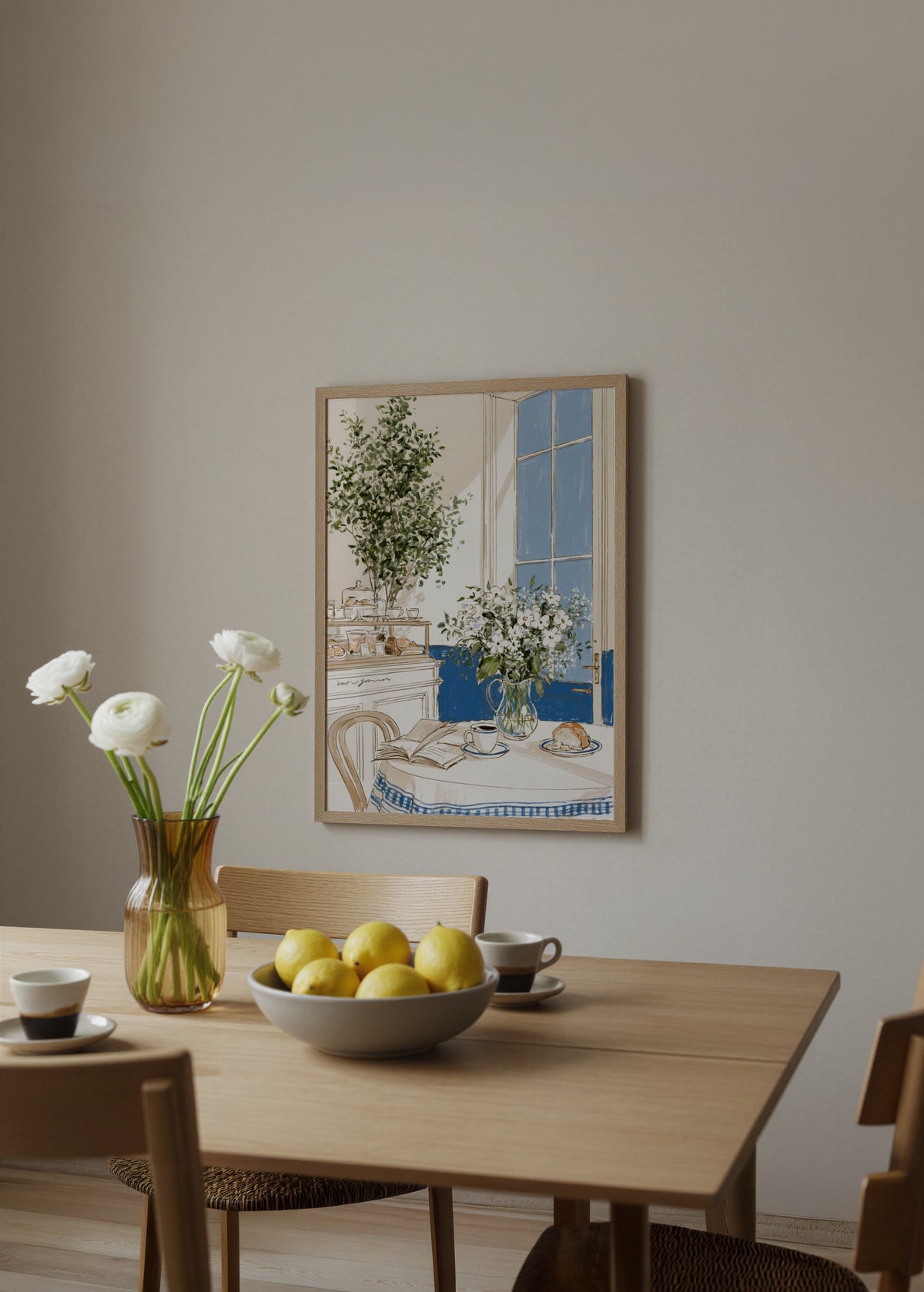 Belirsiz Sarı Çiçekli Masa Poster poster baskı mockup 3