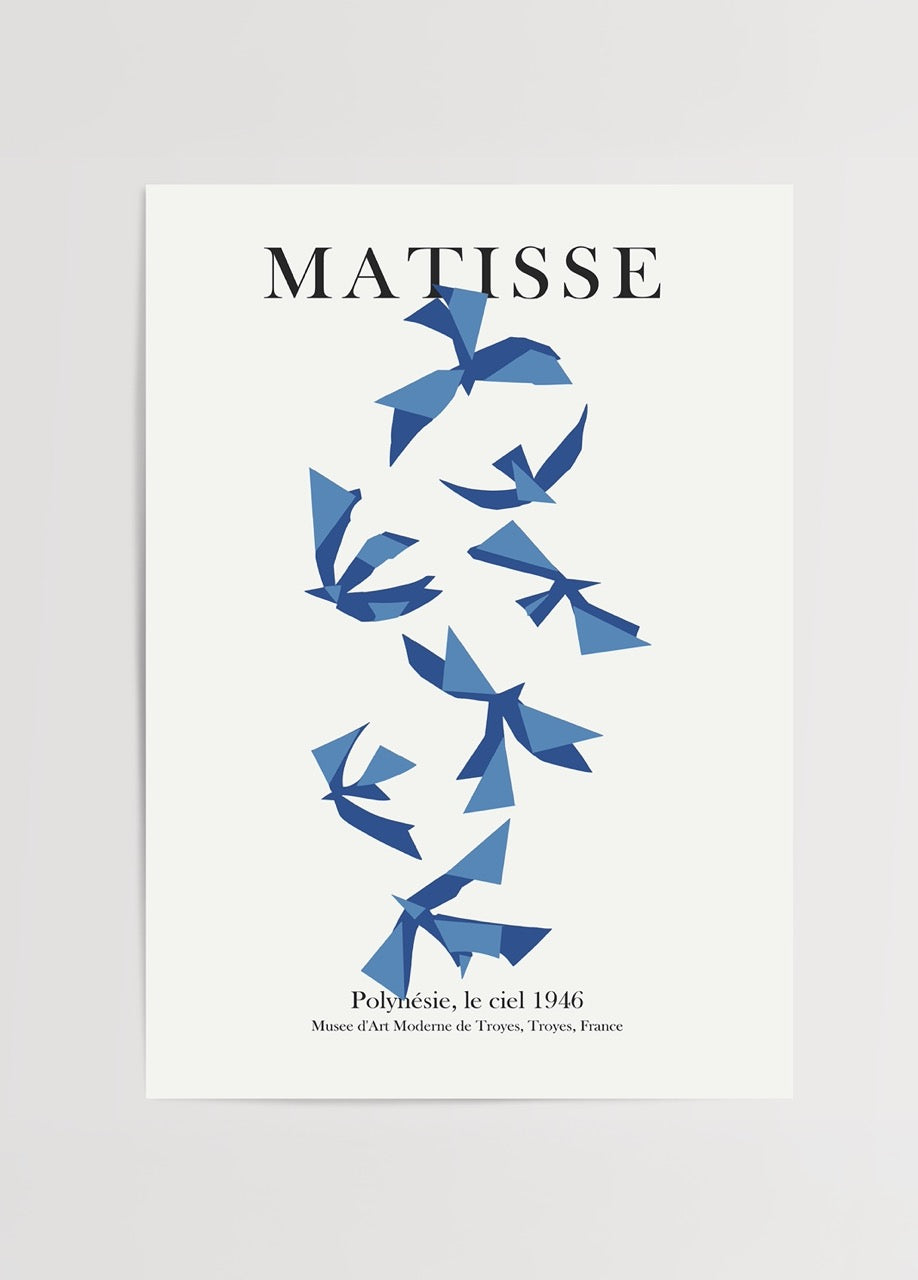 Henri Matisse’in Polynésie Le Ciel eserinden ilhamla hazırlanmış kuş figürlü poster baskı