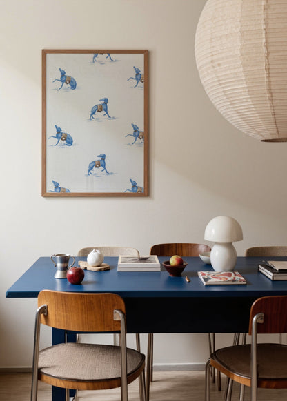 Mavi Greyhound Dansı poster baskı mockup 1