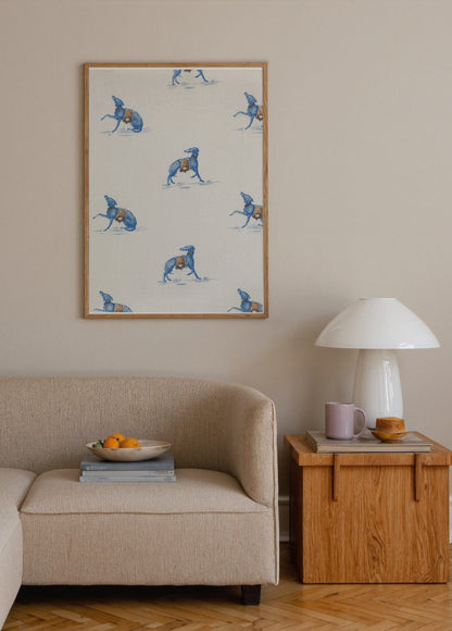 Mavi Greyhound Dansı poster baskı mockup 3