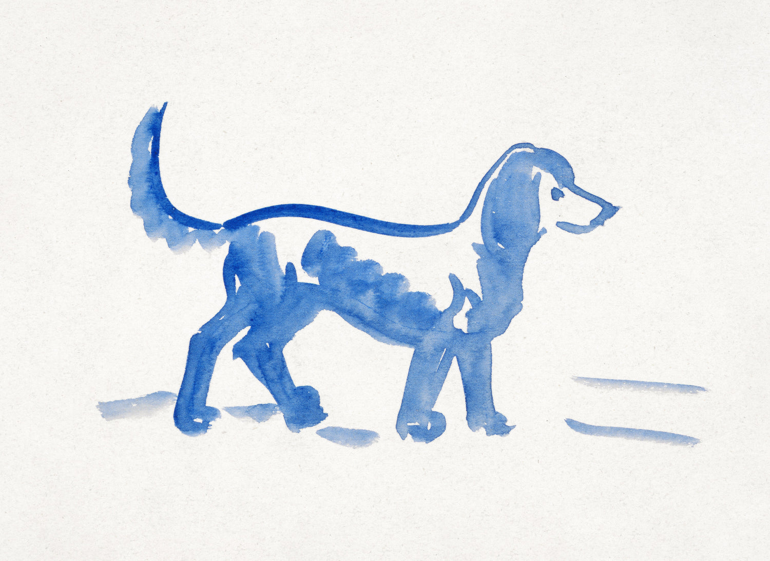Mavi Köpeğin Dansı poster baskı, minimalist bir illüstrasyon.