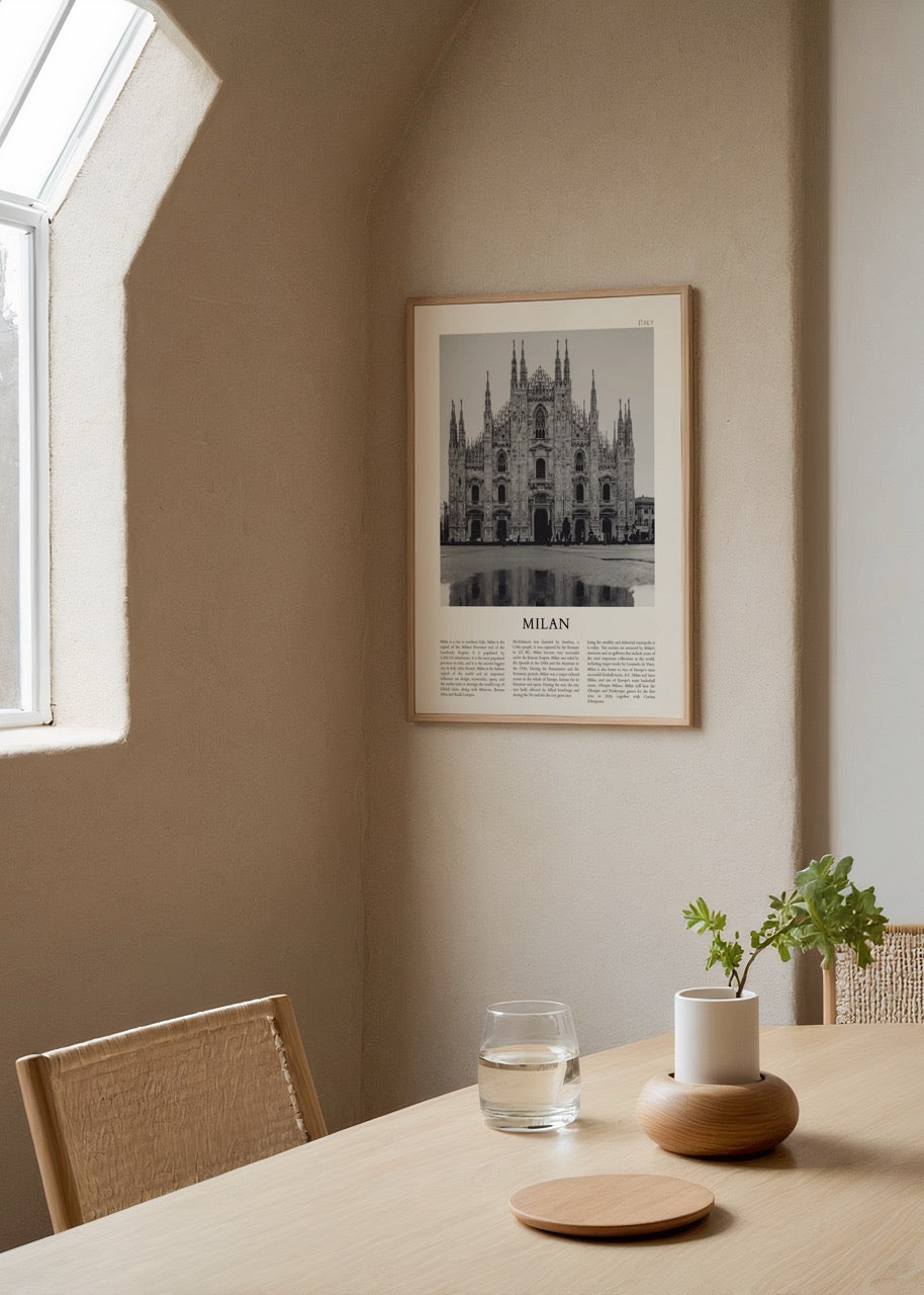 Milan Duomo di Milano siyah beyaz şehir posteri, Gotik mimari Milano katedrali poster baskı, İtalya şehir dekor posteri
