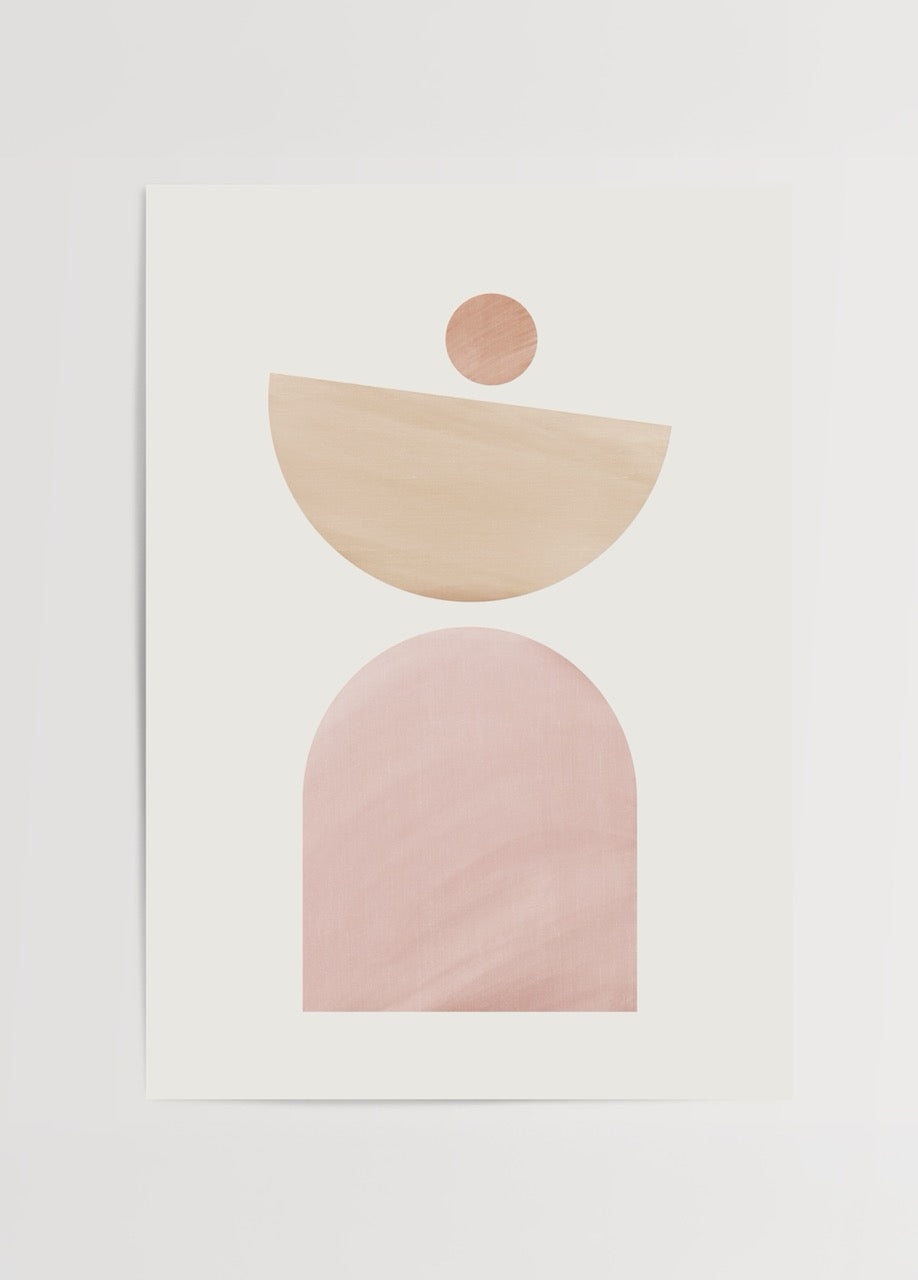 Pastel tonlarda geometrik minimal formlar poster baskı, modern duvar dekorasyonu