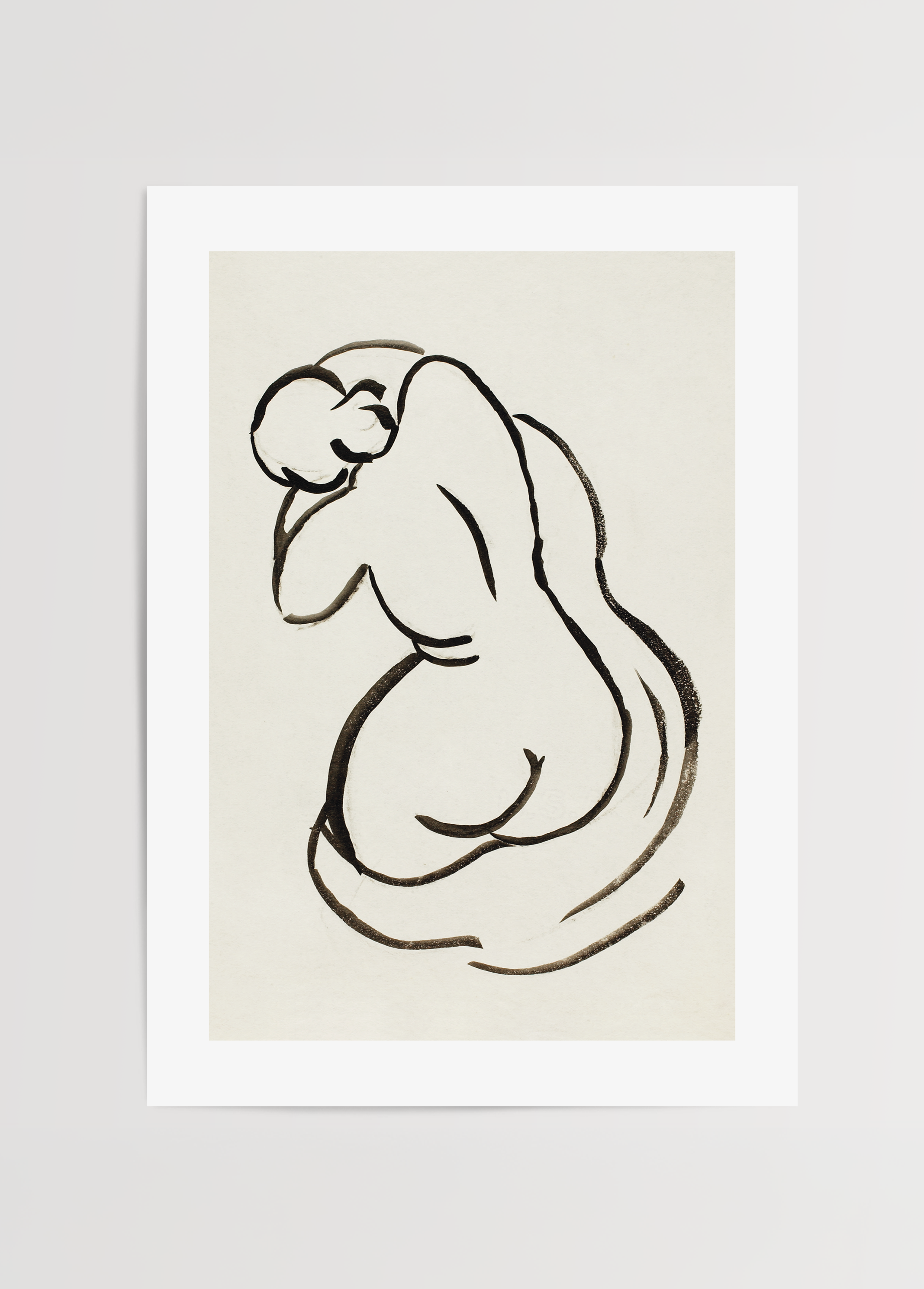 minimal cizgi sanati kadin figuru line art poster siyah beyaz