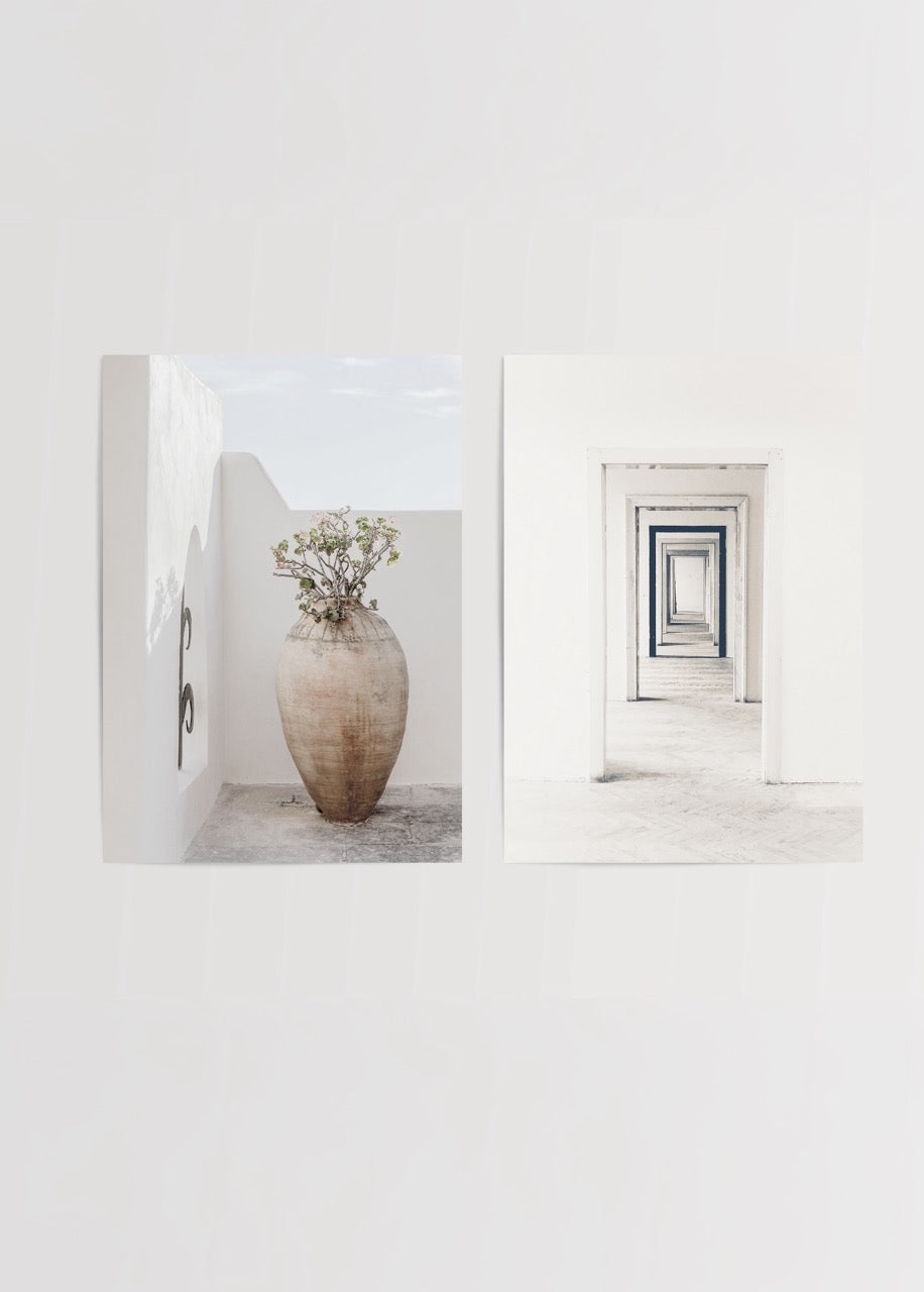 Minimalist Mimari &amp; Seramik Vazo İkili Poster Seti – modern ve sade duvar dekorasyonu posterleri