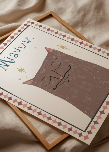 Nazlı Tarcan Miyav Bıyıklı Kedi illüstrasyon poster baskı