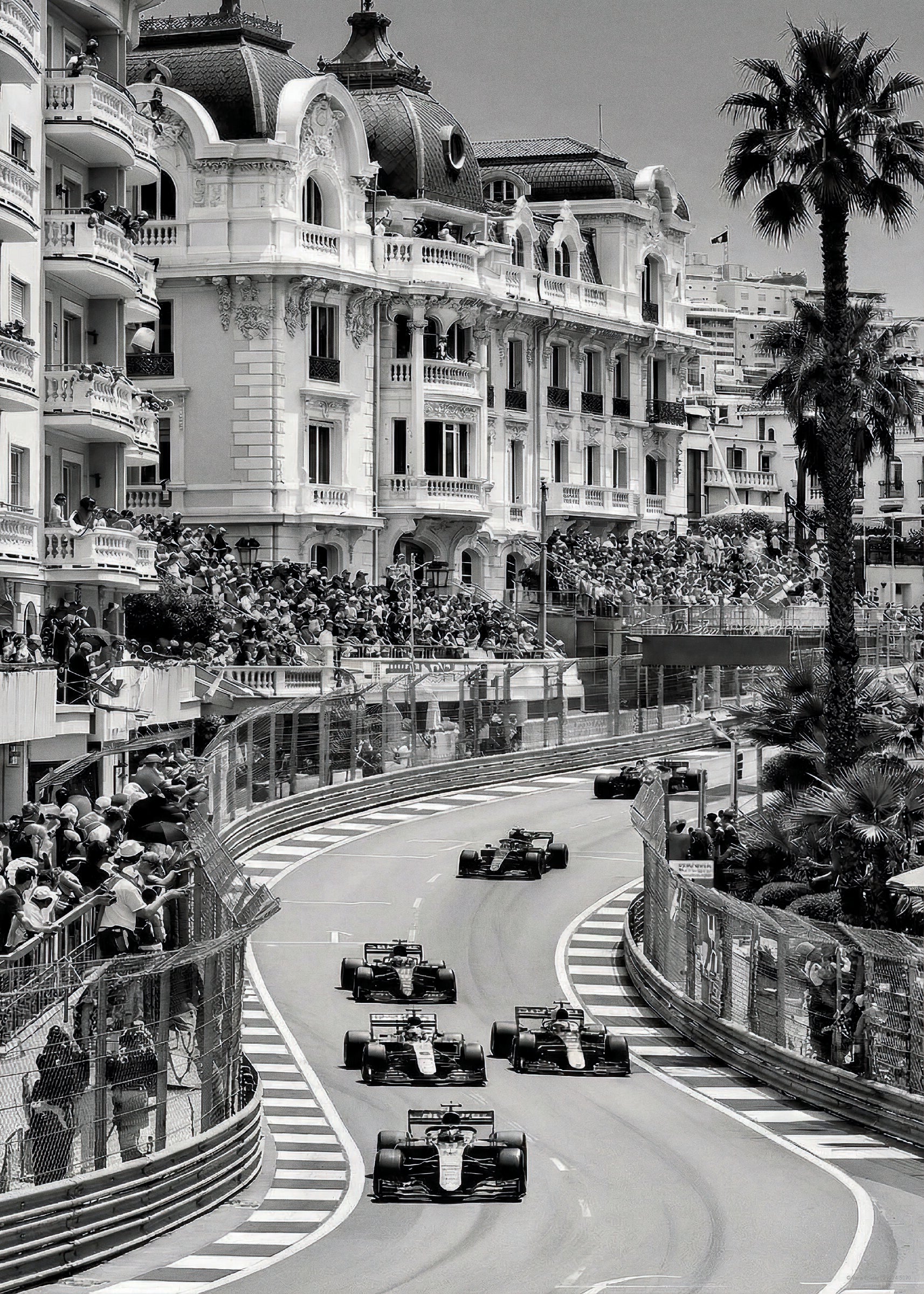 Monaco yarışı temalı siyah beyaz poster baskı