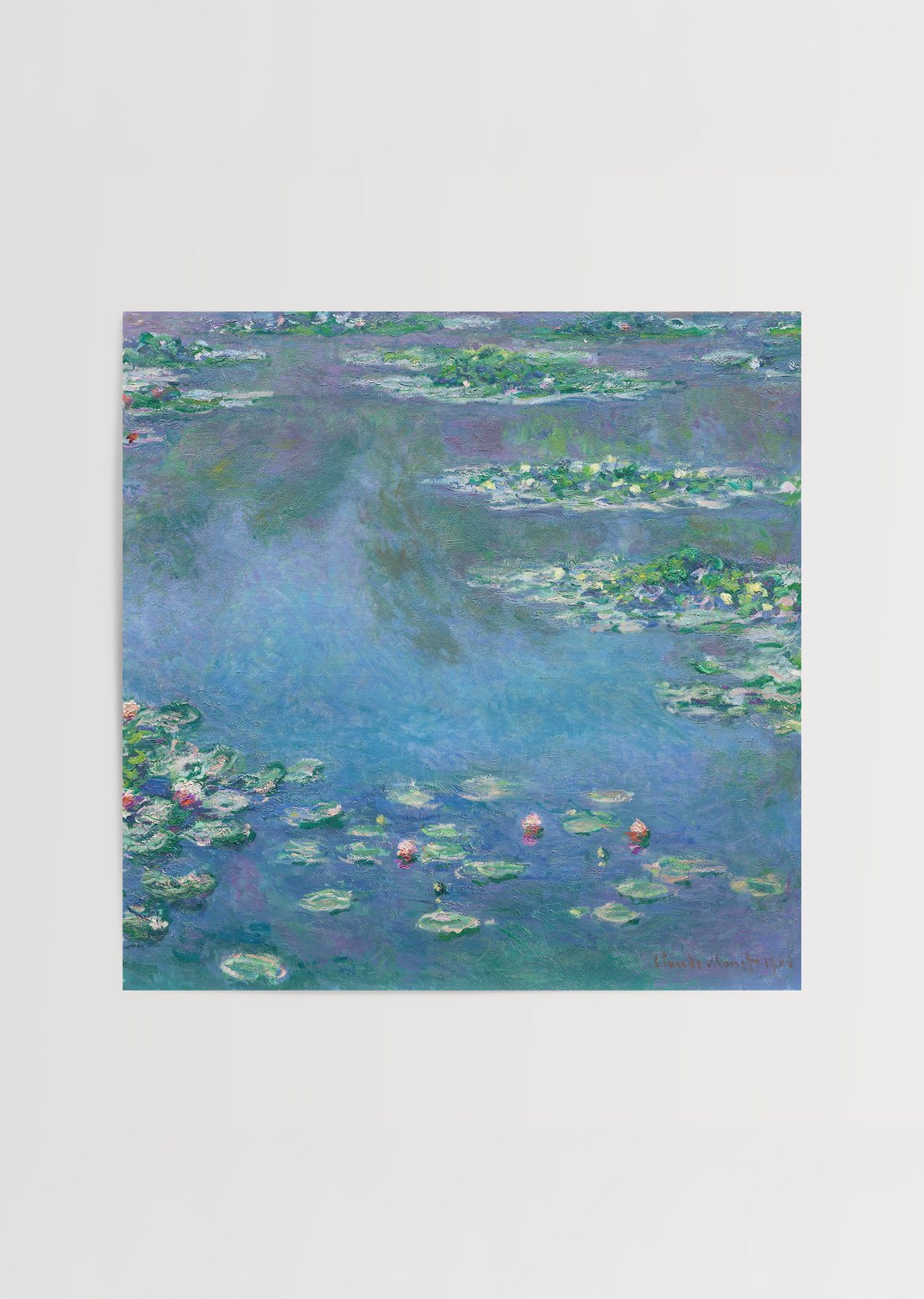 claude monet niluferler kare poster su manzarasi empresyonist tablo