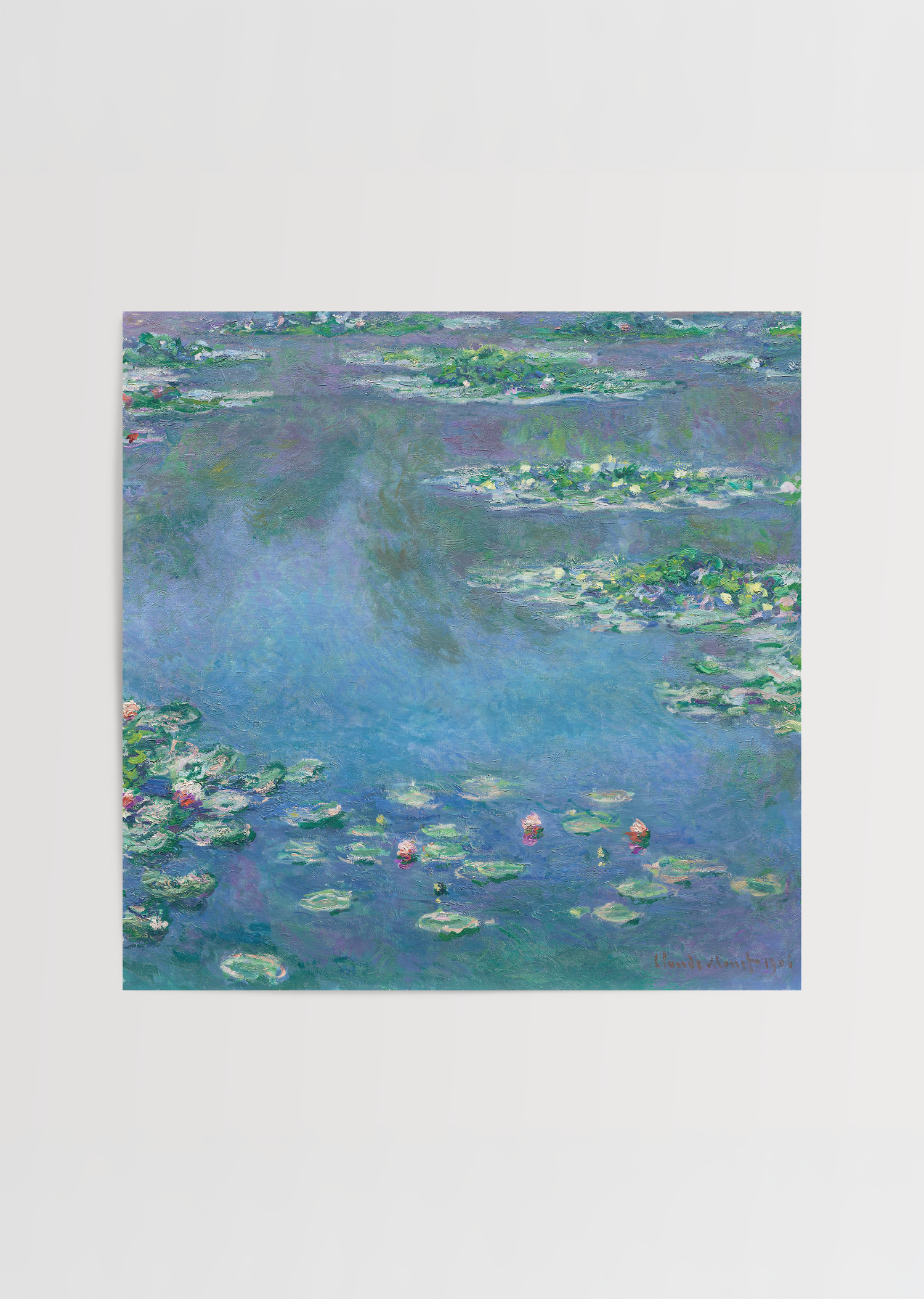 claude monet niluferler kare poster su manzarasi empresyonist tablo