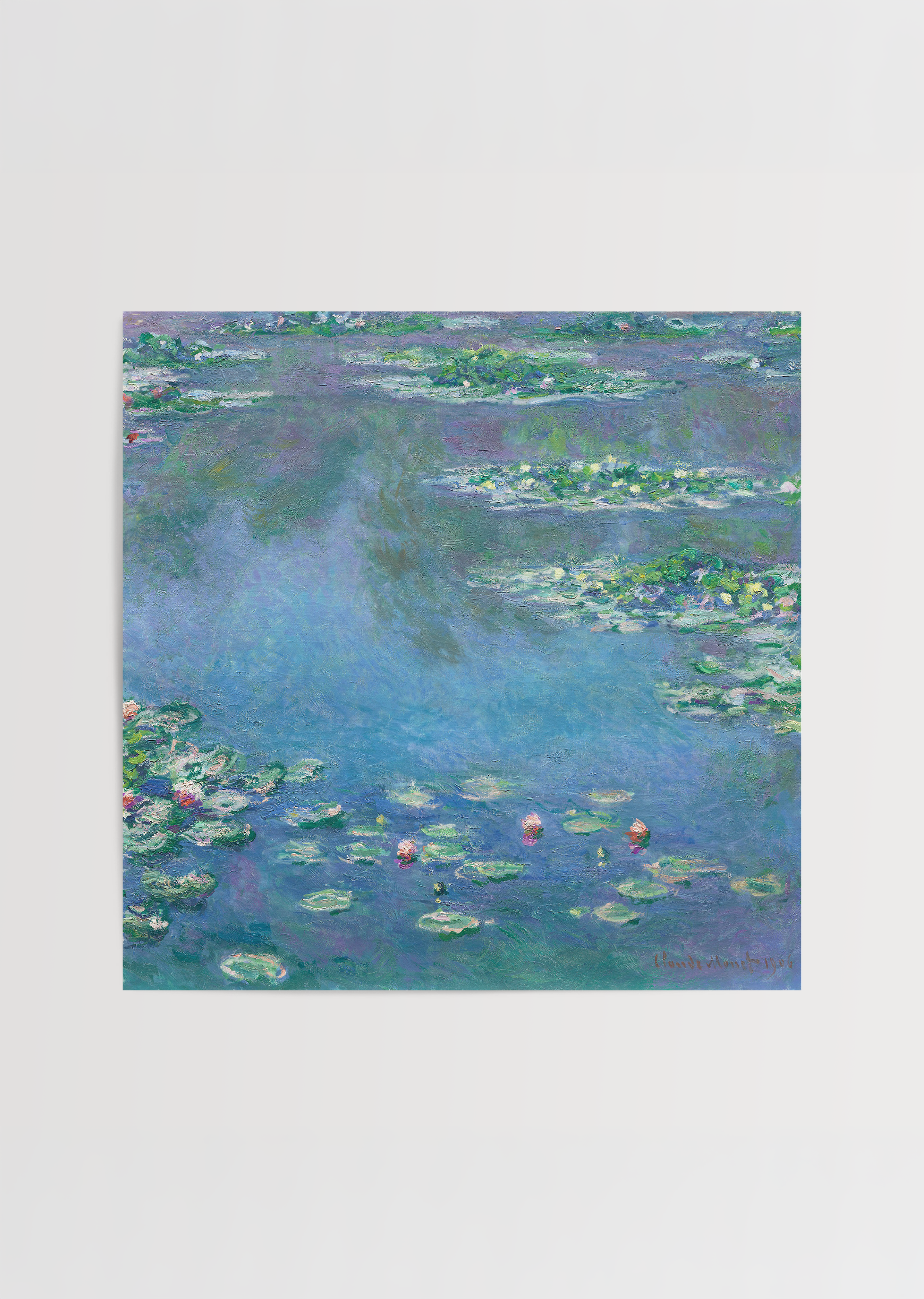 claude monet niluferler kare poster su manzarasi empresyonist tablo