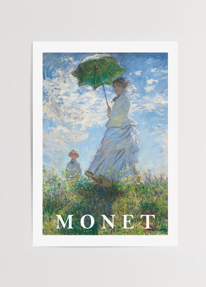Claude Monet “Woman with a Parasol” tablosu temalı sanat posteri baskı