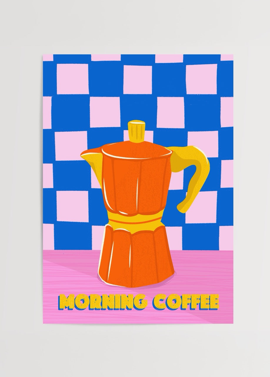 Morning Coffee poster baskı, Merve Pınar Yeşilyurt’un kahve illüstrasyonu