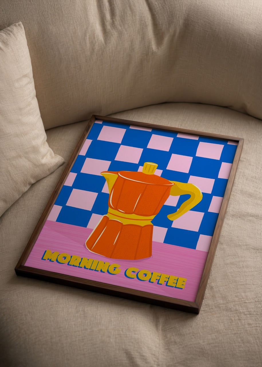 Morning Coffee poster baskı, Merve Pınar Yeşilyurt’un kahve illüstrasyonu