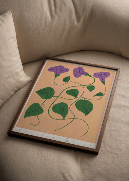 nazli tarcan morning glory mor cicek botanik poster