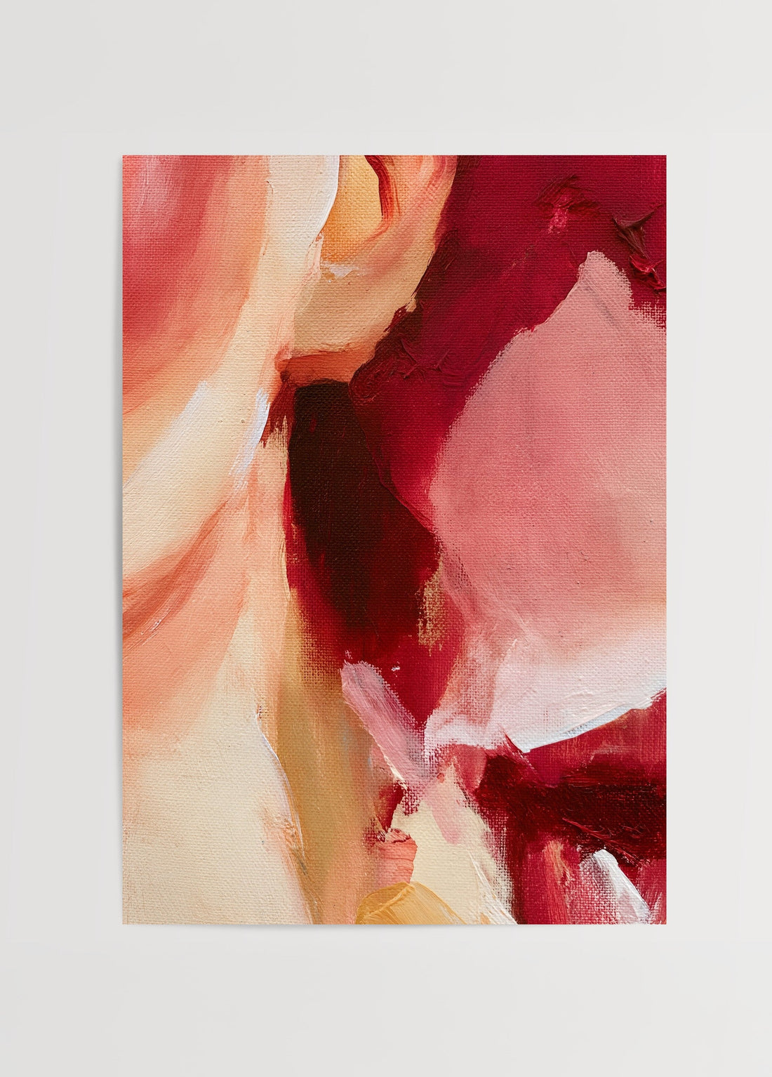 Nils van der Meer Torso Red soyut figüratif eser, bordo kırmızı ve pembe tonlarda art print