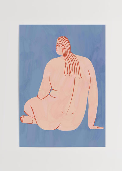 Nu Kadın Mavi Poster Baskı