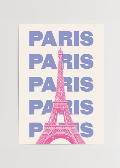 Pop art tarzında Eyfel Kulesi görseliyle Paris yazılı modern poster baskı