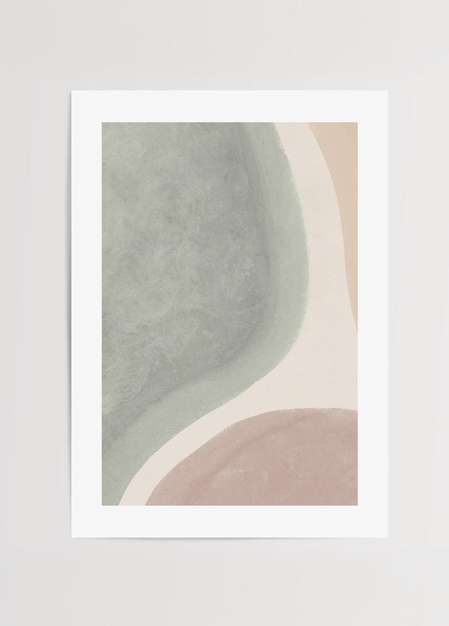 Pastel tonlarda organik soyut desenli modern minimal poster baskı