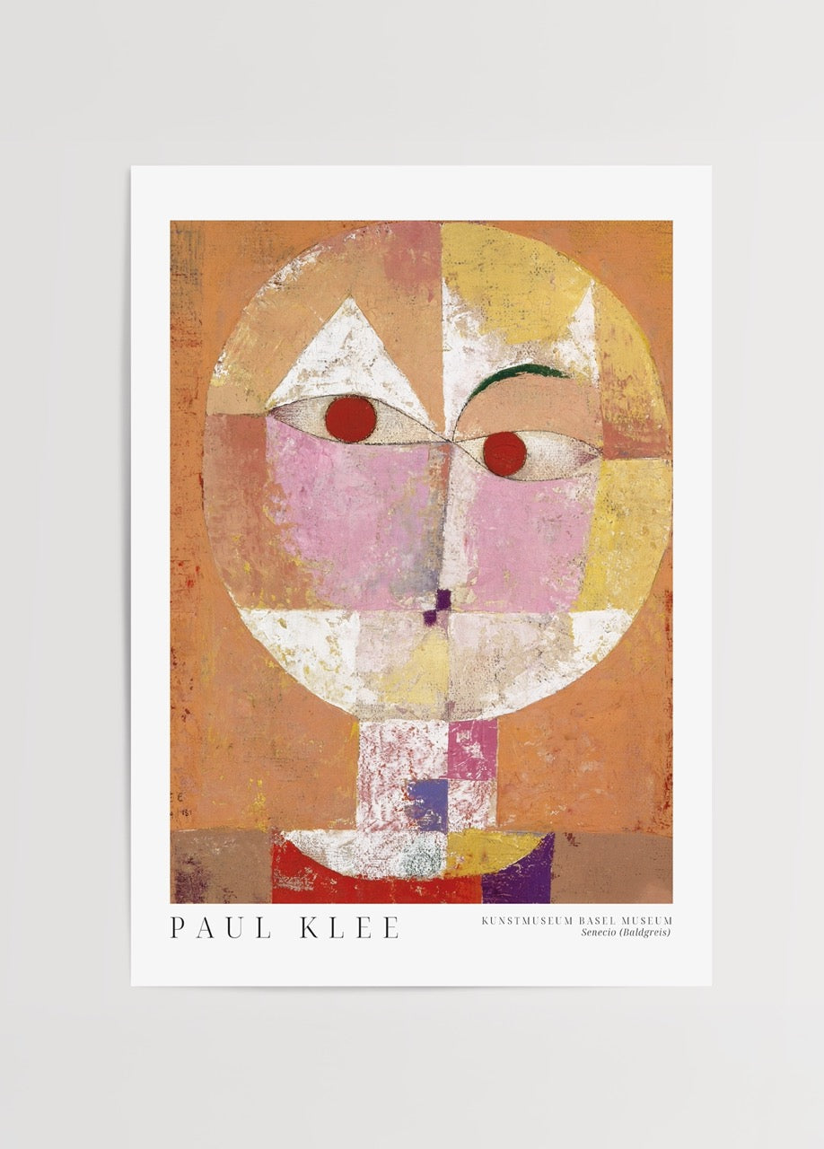 Paul Klee’nin Senecio (1922) eserinden ilhamla tasarlanan poster baskı.
