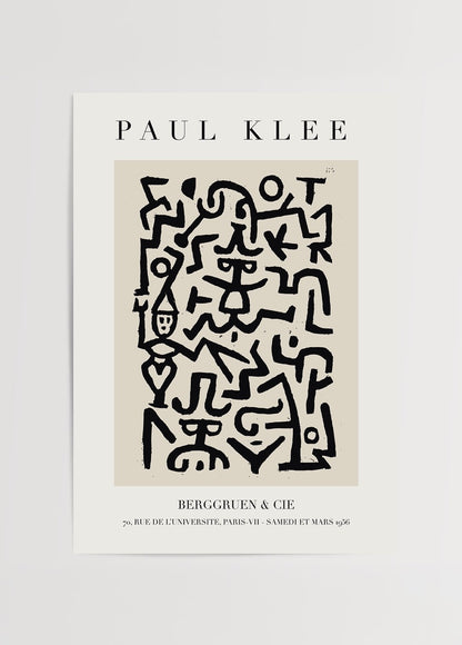 Paul Klee’ye ait figüratif soyut çizim posteri, Berggruen &amp; Cie sergi afişi.