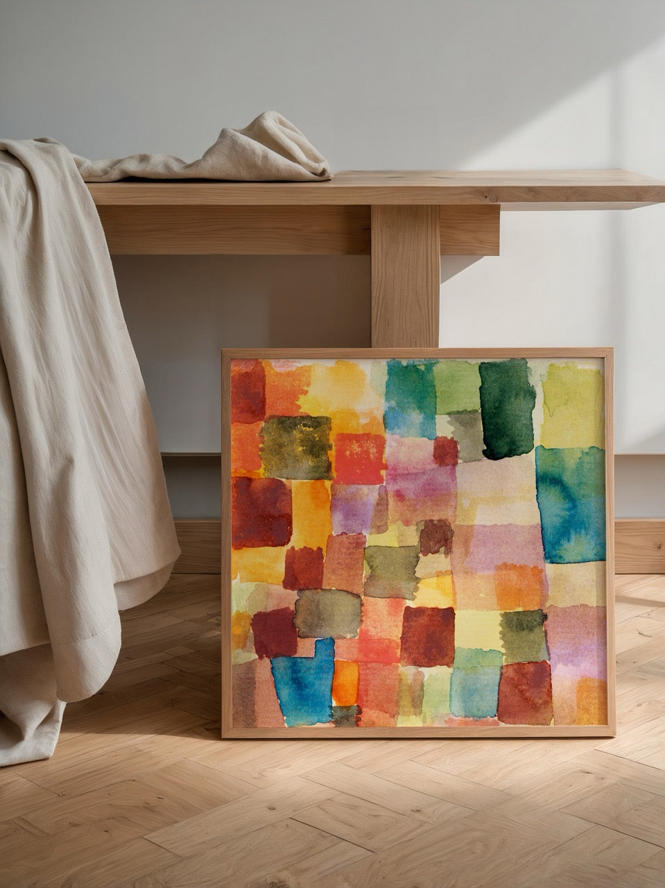 paul klee kare soyut renk bloklari suluboya modern sanat poster