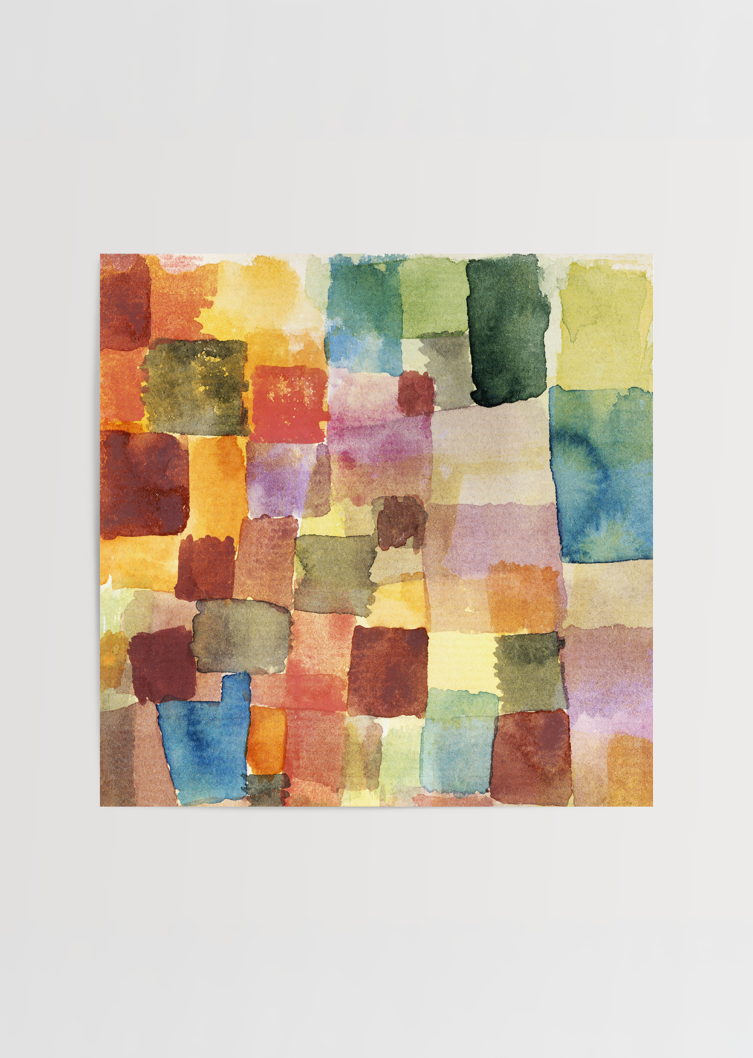 paul klee kare soyut renk bloklari suluboya modern sanat poster