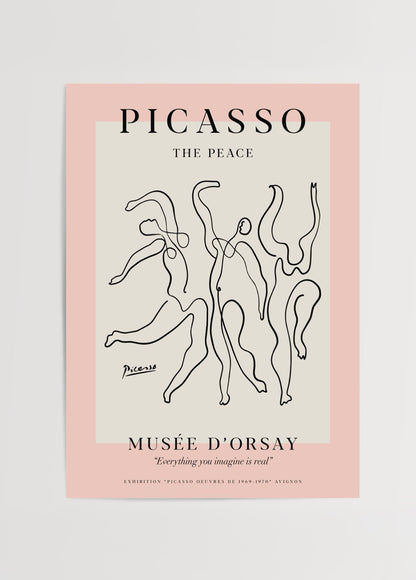 Picasso’nun dans eden figürlerle oluşturduğu barış temalı çizgi posteri