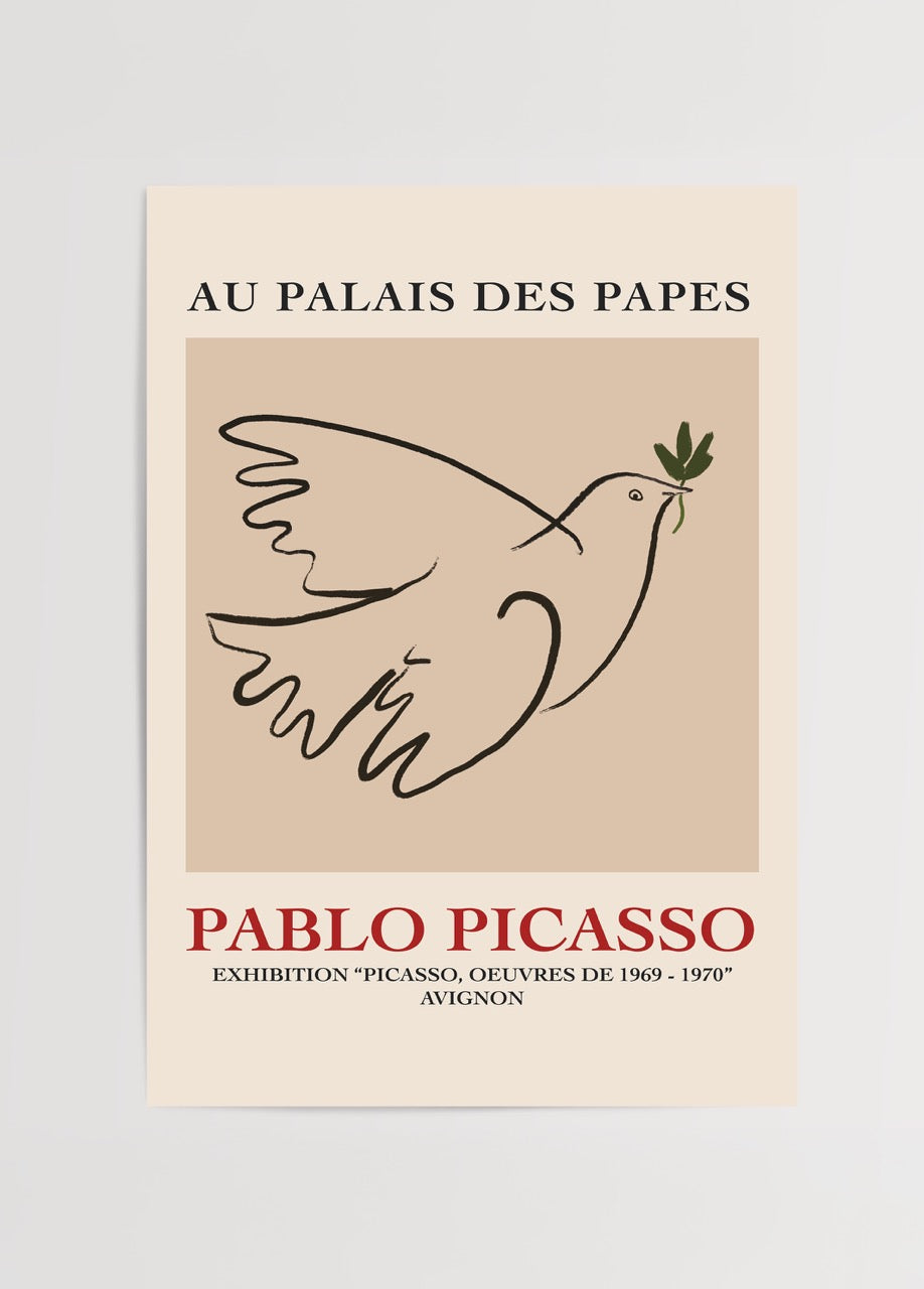 Pablo Picasso’nun Barış Güvercini çiziminin yer aldığı Avignon sergisi posteri