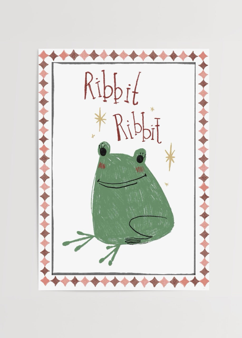 Nazlı Tarcan Ribbit Ribbit kurbağa illüstrasyon poster baskı