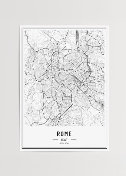 Roma şehir haritası siyah beyaz poster tasarımı
